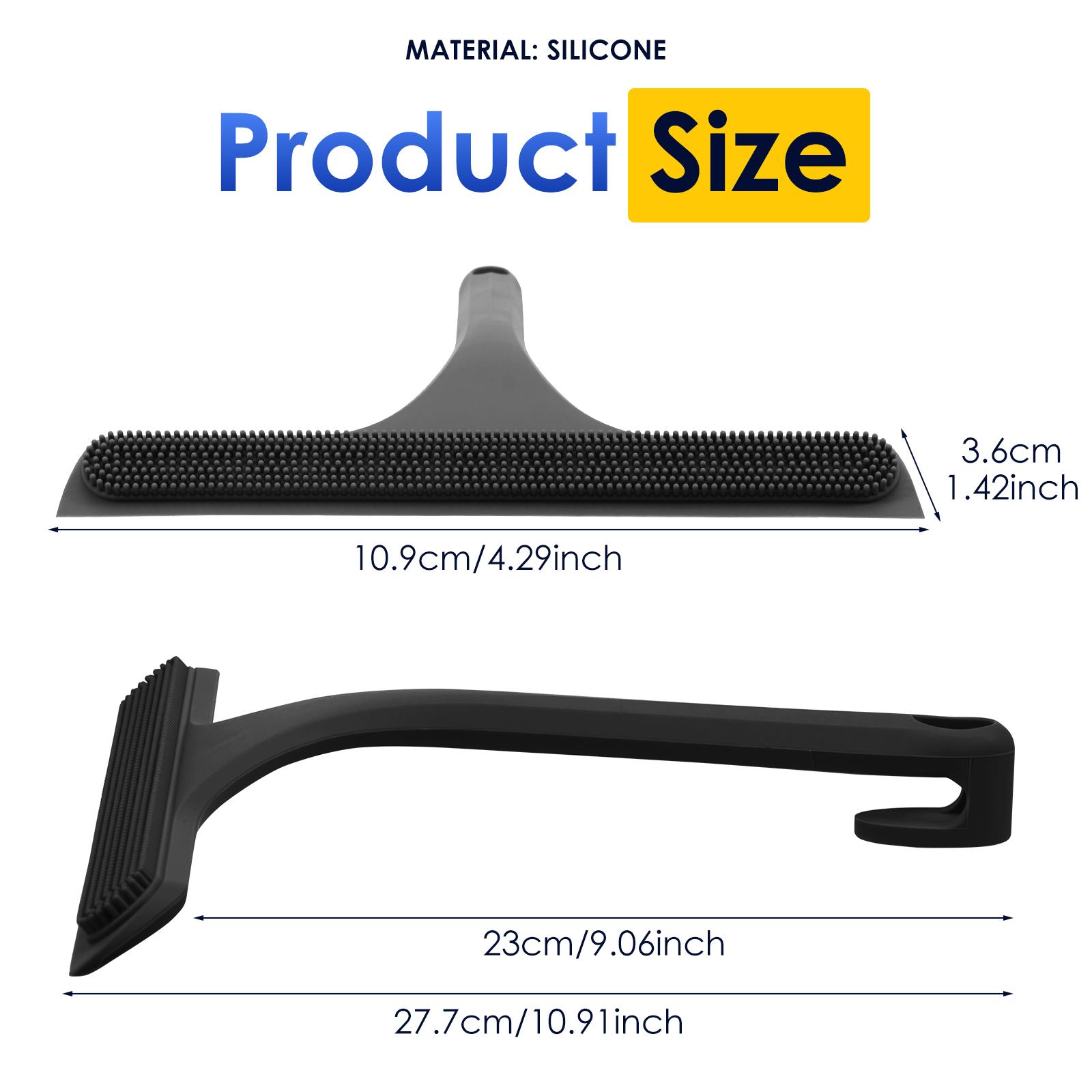 2 In 1 Shower Squeegee Silicone Glass Squeegee with Hook Dual Sided Design Bathroom Mirror Scraper Window Cleaning Tool for Home