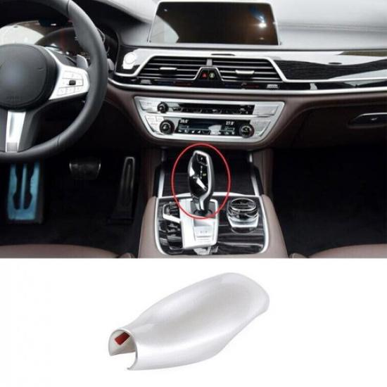 Matte Silver Central Console 16- For BMW 7 Series Gear Shift Knob Cover Trim