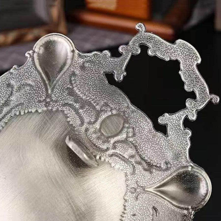 Europäische Obstschale, Retro-Silberlegierung Handgehaltene Luxus-Kreisform Snack-Kuchenschale, Süßigkeitenteller, Hochzeits-Schreibtischdekoration