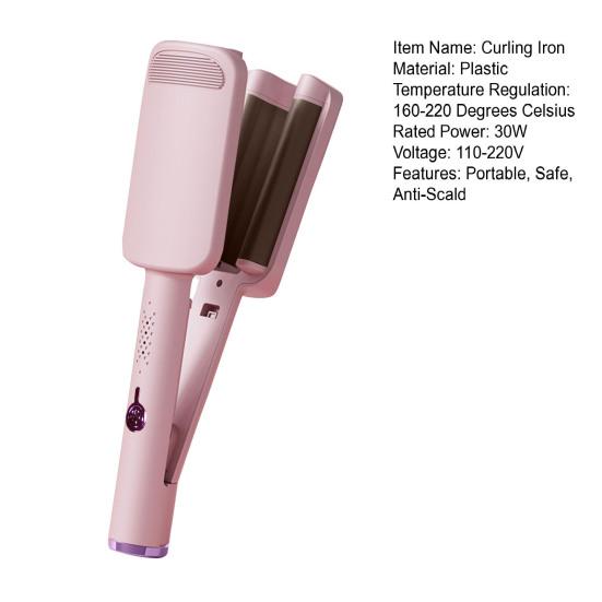 32 mm V-förmiger Lockenstab aus Keramik mit großen französischen Wellen, Haarcrimper, Styling-Tool, Verbrühungsschutz, Lockenstab für tiefes Wellen, für kurzes und langes Haar