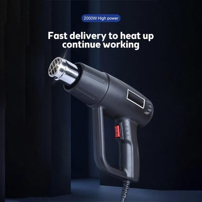 2000W Yüksek Güçlü Isı Tabancası Profesyonel Sıcak Hava Tabancası Ayarlanabilir Sıcaklık 60-600 ℃ Kendin Yap Isıyla Daralan Ambalaj Aracı