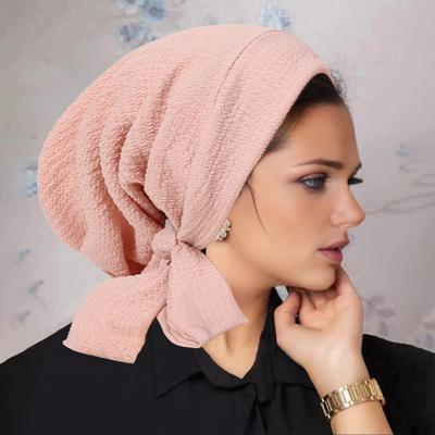 Turban Hat Lightweight Loose Fit Fully Cover Stretchy Knit Headscarf Pure Color