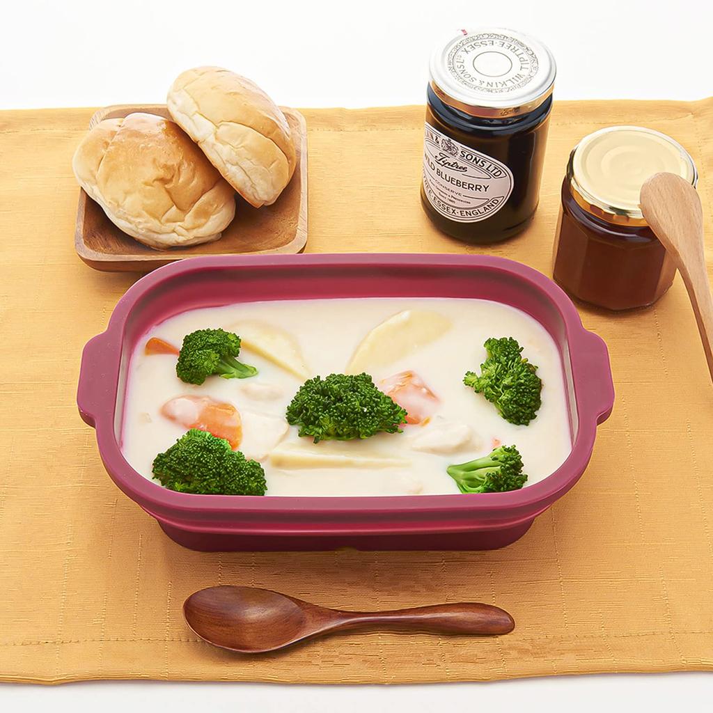 Tone Silicone Steamer with Lid That Turns Into a Microwave Cooking Recipe Dishwasher Safe SG-05 Plate, Steamer, Included, Foldable, (wine Red)