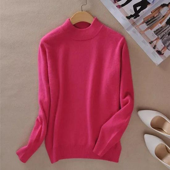 Women's Half-High Collar Spring/Autumn Knit Sweater Pullover