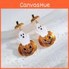 Pumpkin Chic Ghostly Earrings With Intricate Rhinestone Detailing Ideal For Fashionistas Halloween