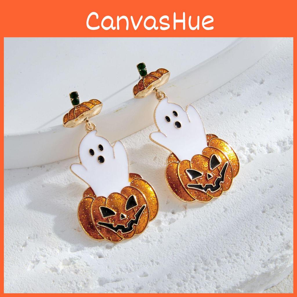 Pumpkin Chic Ghostly Earrings With Intricate Rhinestone Detailing Ideal For Fashionistas Halloween