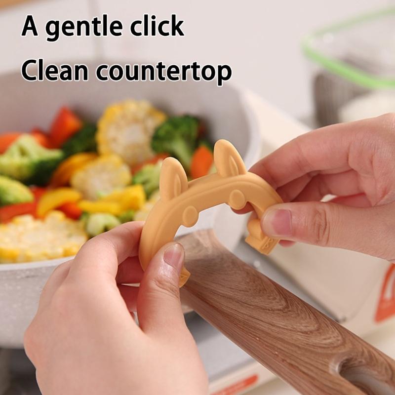 Cute Cats Ear Silicone Spatula Spoon Holder Heat Resistant Kitchen Tool Organizers Adjustable Clip For Cooking Utensils