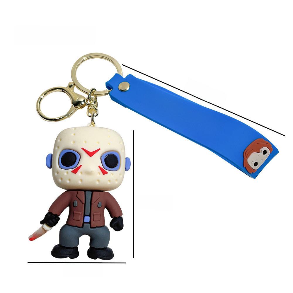 Scary Series Killer Doll Keychain Halloween Themed Silicone Keyring For Birthdays