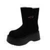 2025 Winter New Round Head Thick Sole Height Increase Two Wear Snow Boots Women's Korean Version Velvet Warm Snow Boots Women's Cotton Shoes
