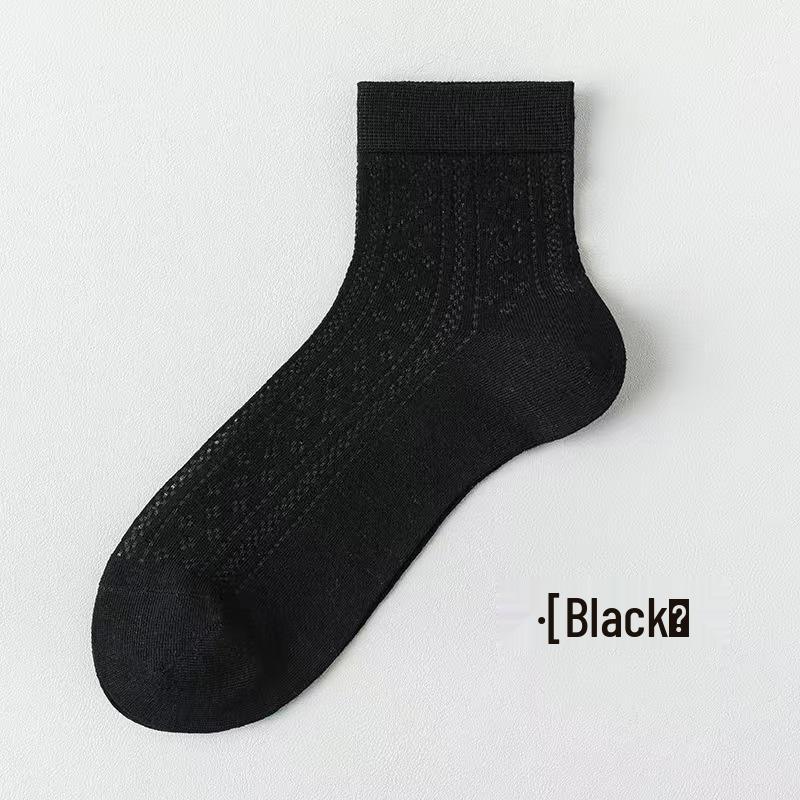 Women's Mulberry Silk Stockings - Summer Thin Mesh, Breathable, Seamless, Mid-Calf Socks for Spring/Autumn, Solid Color.