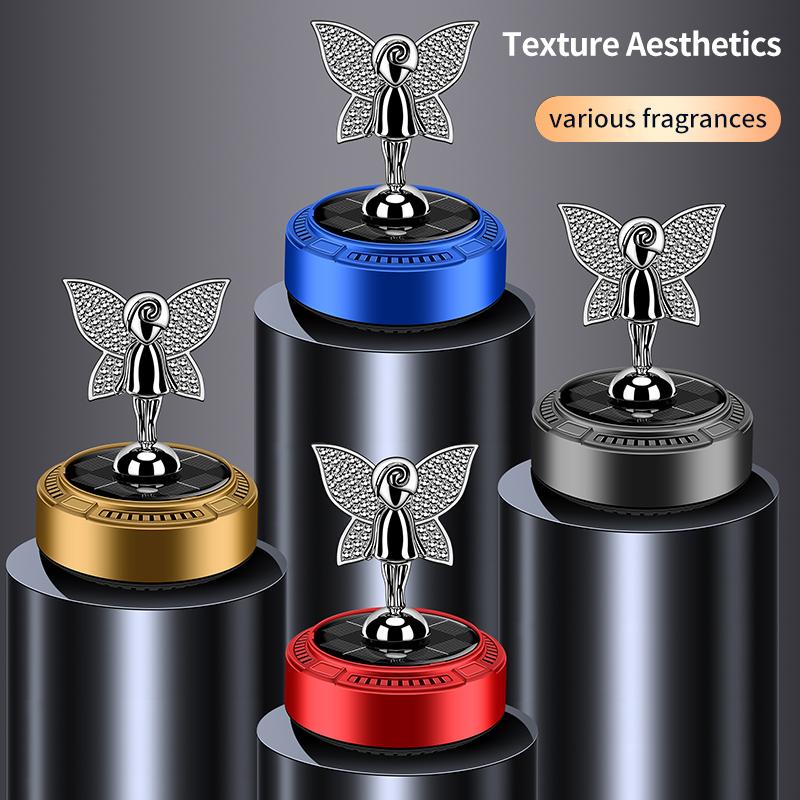 Solar Car Air Freshener Angel Rotating Diffuser Dashboard Perfume Ornament Plant Extract Fragrance Auto Decor