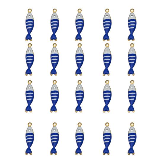 20Pcs Enamel Fish Charms Stainless Steel Fish Pendants Double-sided Striped Mini Fish Charms for DIY Jewelry Making Earring Necklace Bracelet Keychain