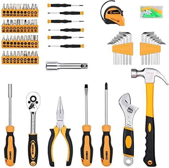 DEKO DKMT158 158-Piece Home Hand Tool Set with Carrying Case