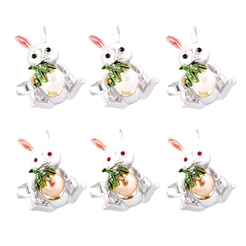 Metal Napkins Rings Set of 6 Bunny Ear Easter Napkins Rings Spring Rabbit Rings Holders for Easter Party Decoration