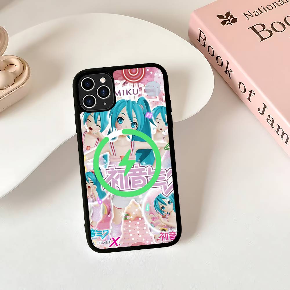 Kawaii H-Hatsune Miku Magnetic Wireless Phone Case For IPhone 17 16 15 14 Plus 13 12 11 Pro Max