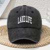 LAKE LIFE Letter Print Womens Baseball Cap SpringSummer Versatile Vintage Soft Top Bucket Hat Distressed Washed Dad Hat
