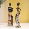Retro Style Tribal Women Statue African Lady Figurine Ornament Resins Collections Art Crafts for Living Room Desktop