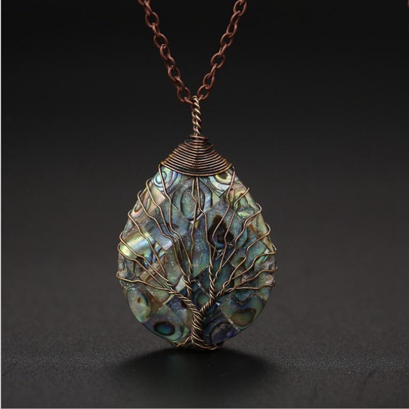 Natural Color Shell Abalone Shell Water Drop Pendant Necklace, Jewelry, Women'S Necklace