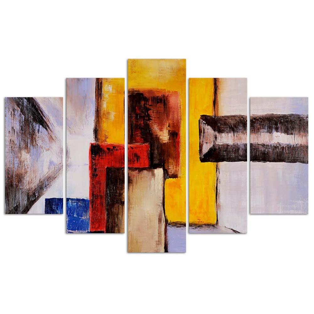 Feeby Feeby Pěti dílný obrazový tisk na plátno, Žlutá jednobarevná