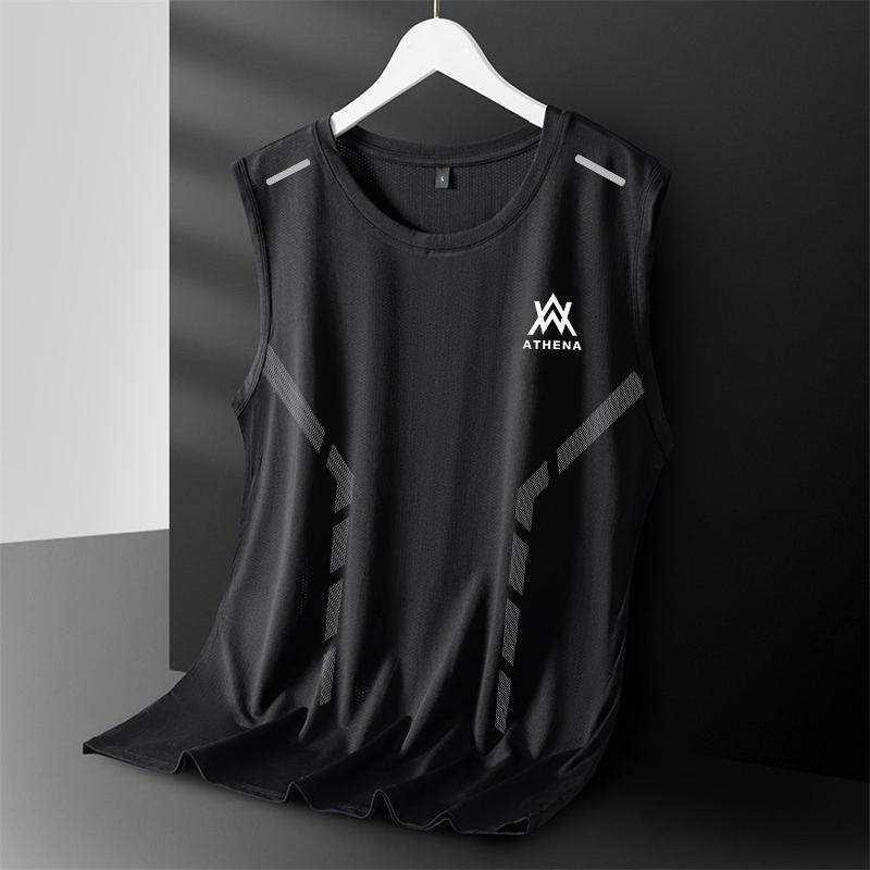 Men's Quick-Dry Ice Silk Sleeveless Mesh Vest - Large, Loose Fit for Summer Sports