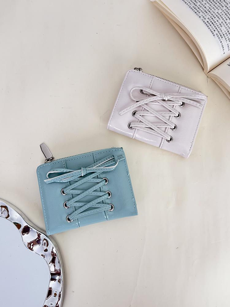 Korean Style Lace-up Bowknot Women's Short Wallet - Cute & Versatile Girly Coin Purse