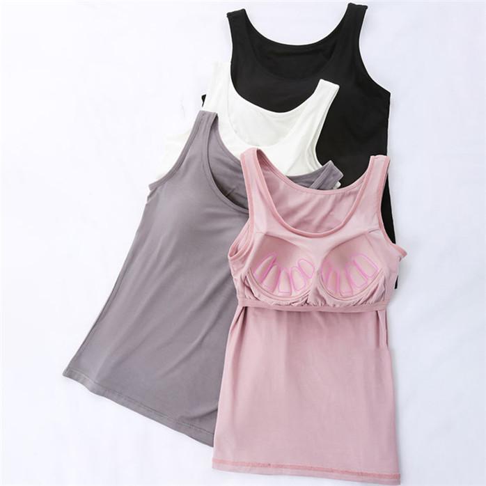 Women's Vest Tops Padded Slim Fit Tank Tops No Steel Ring Sexy Bottoming
