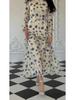 2024 Floral Print Women's Dress - Gentle Style, Round Neck, Long Sleeve, with Ruffles