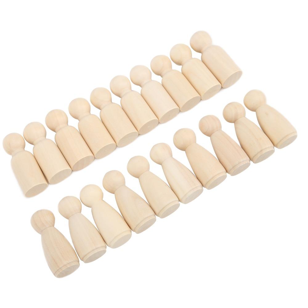 20pcs Male And Female Wooden Peg Dolls 55mm Size Wooden Craft People  For DIY Painting