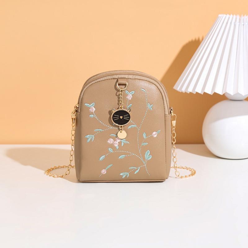 Flower flower bag women's new fashion bag double pocket cat head women oblique span bag