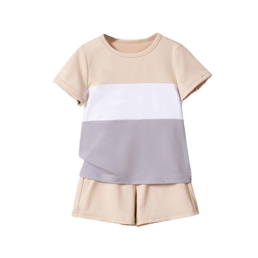 Girls' Color Block Set - Striped Sleeveless Outfit