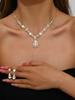 Luxury Crystal Teardrop Jewelry Set for Women Necklace Earrings Bracelet Ring 4 Piece Elegant Fashion Gift