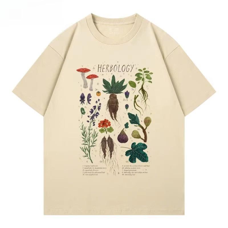 2026 New High Quality Fashion Herbal Graphic Printed Short Sleeve TShirts   Men and Women Tshirt  Plus Size Crew Neck Tops