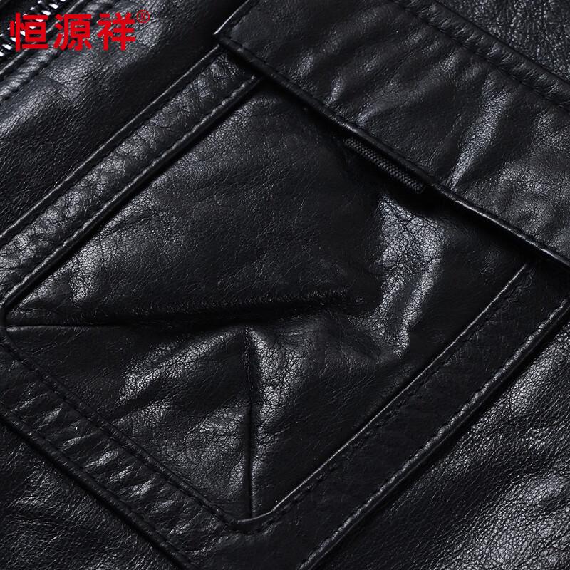 Hengyuanxiang Men's Hooded Genuine Leather Vest