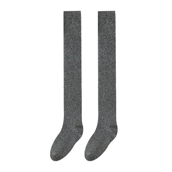 1 para skarpetek za kolano, jednolity kolor, brokatowe skarpetki, oddychające, wygodne, elastyczne, jednolite, zimowe skarpetki