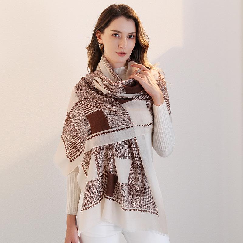 Winter Wool Scarf Women's Long Thermal Scarf Shawl Dual-purpose