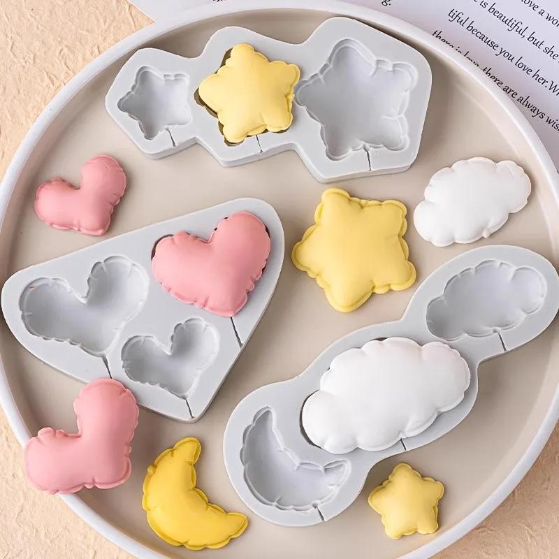 Heart Star Cloud Balloon Silicone Mold  for Cake Chocolate Candy Easy Release Fondant Candle Baking Decor Tools Party Supplies