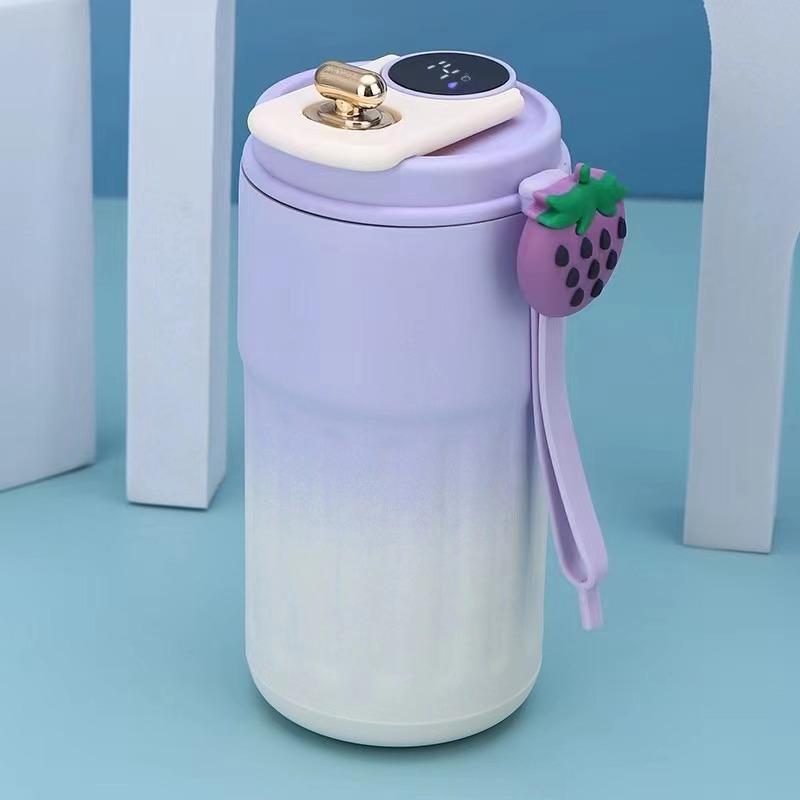 Temperaturanzeige Kaffeetasse Edelstahl Isolierbecher Hoher Wert Männer und Frauen Doppelschichtiger Wasserbecher Tragbarer Becher