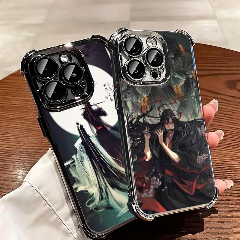 Mo Dao Zu Shi Anime Plating Phone Case For Iphone 16 17 Pro Max Air 16E 14 15 Plus 12 13 Mini Anti-Fall Airabag Cover