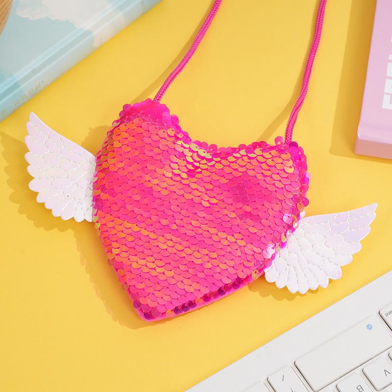 Sequin Wings Lanyard Crossbody Bag & Coin Purse for Kids