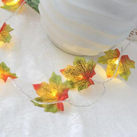

LED Battery-Powered Pumpkin & Maple Leaf String Lights for Thanksgiving Decorations 1.5m 10 Lights Constant Battery Box
