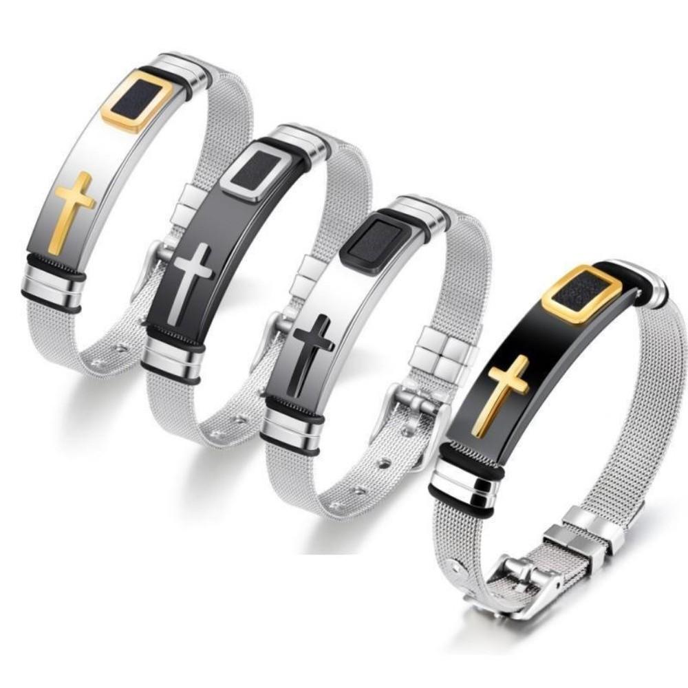 Stainless Steel Religious Bracelet Waterproof Fashion Bracelet Cross Bangles  Daily Use