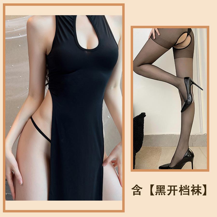 Sex lingerie backless cheongsam free passion women's clothes cosplay pajamas sexy split uniform suit