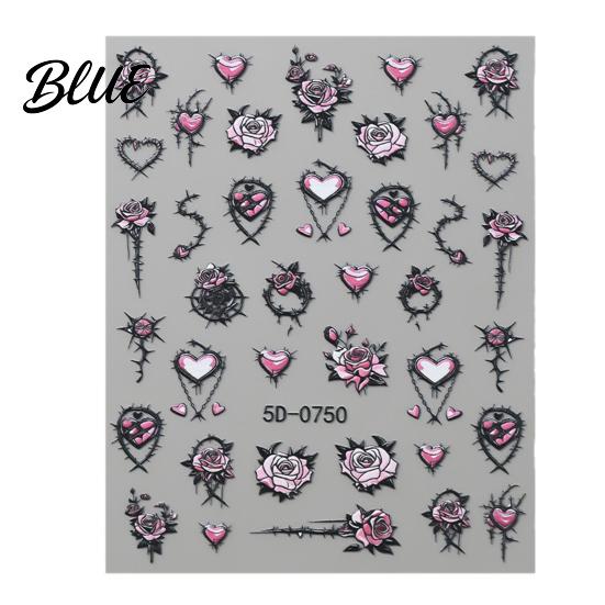 Halloween Nail Stickers Art Stickers 3D Embossed Skeleton Hand Pumpkin Bat Professional Salon Accessories Black Decals Self-Adhesive Manicure