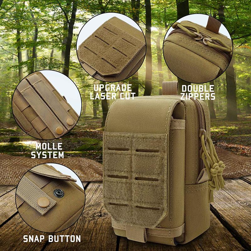 Tactical Molle Phone Pouch EDC Utility Waist Bag Smartphone Holster Holder Molle Attachment Belt Pouch Outdoor Tools Gadget Bag