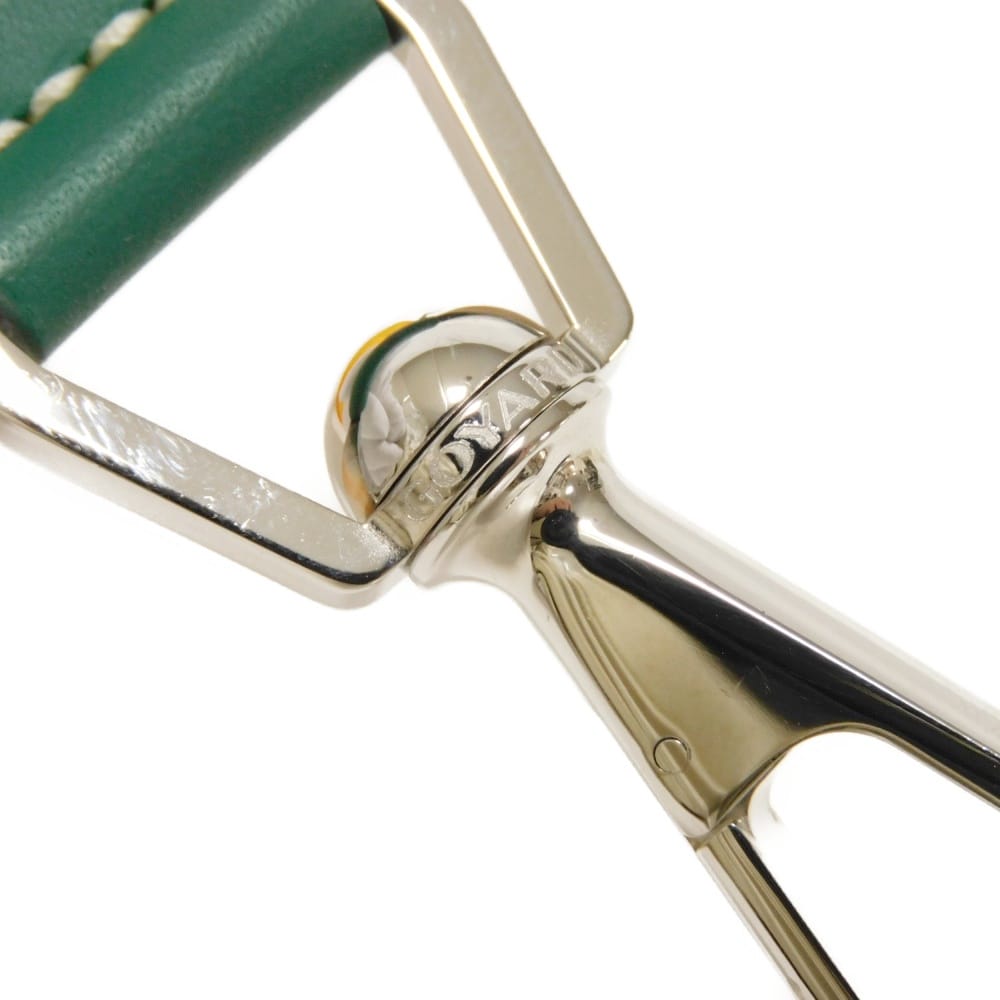 Used 9776 Bandouliere 4.7" 7954 Current Calfskin Silver 0.8" Width Excellent Condition Logo Embossed Green Unisex from