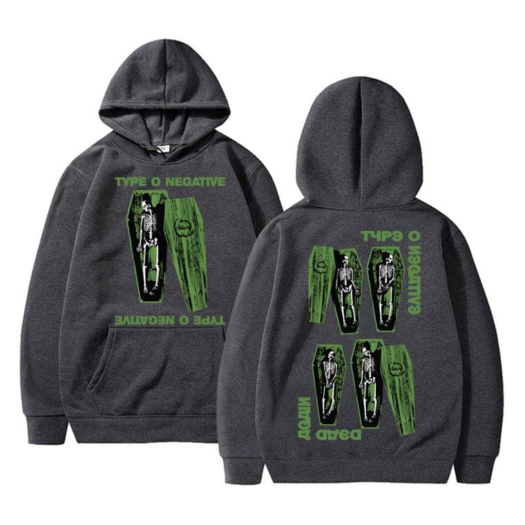 Limited Rock Band Type O Negative Hoodie Skeleton Graphic Hoodies Men Women Gothic Vintage Popular Hooded Sweatshirt Pullover