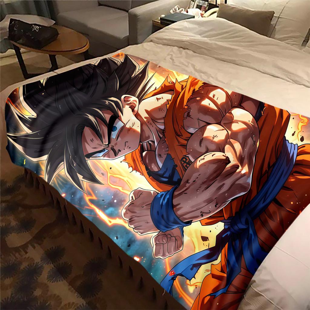 1pz Coperta in Flanella con Stampa Son Goku, Alta Qualità per Tutte le Stagioni, Decorazione per la Casa, Calore e Comfort, Perfetta per Regali di Natale