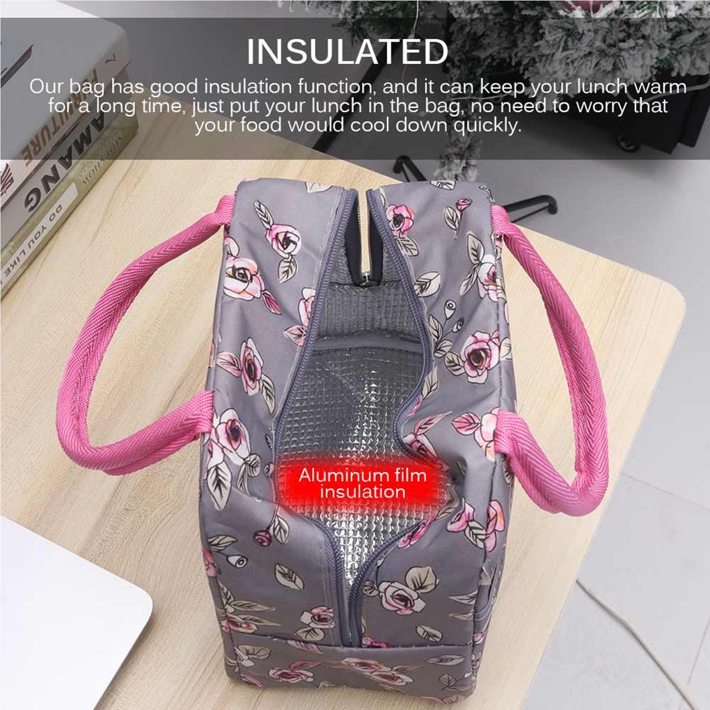 Lunch Bag Carry Holders Containers Rose Pattern Picnic Organizer Container Worker Student Food Storage Bags Carrying Pouches