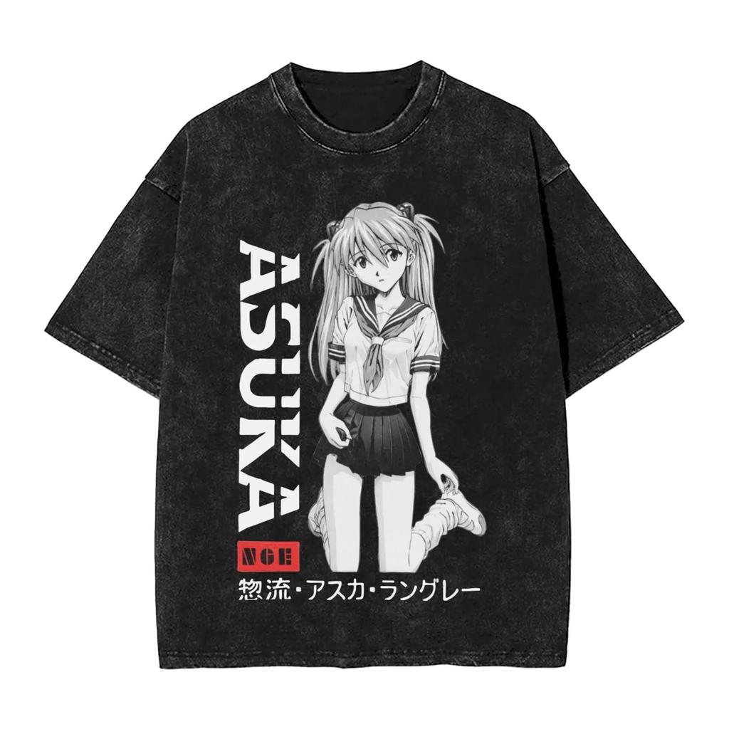 EVA Unit-01 Neon Genesis Evangelion Graphic Print T-shirt Men Women Vintage Washed Cotton Summer New Tee Streetwear Harajuku Style Loose Oversized Top