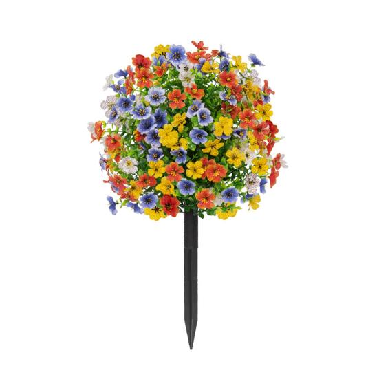 Artificial Violet Topiary Ball UV Resistant Violet Blooms Fake Evergreen Plants Flowers Brush with Ground Spike for Outdoor Indoor Garden Decor